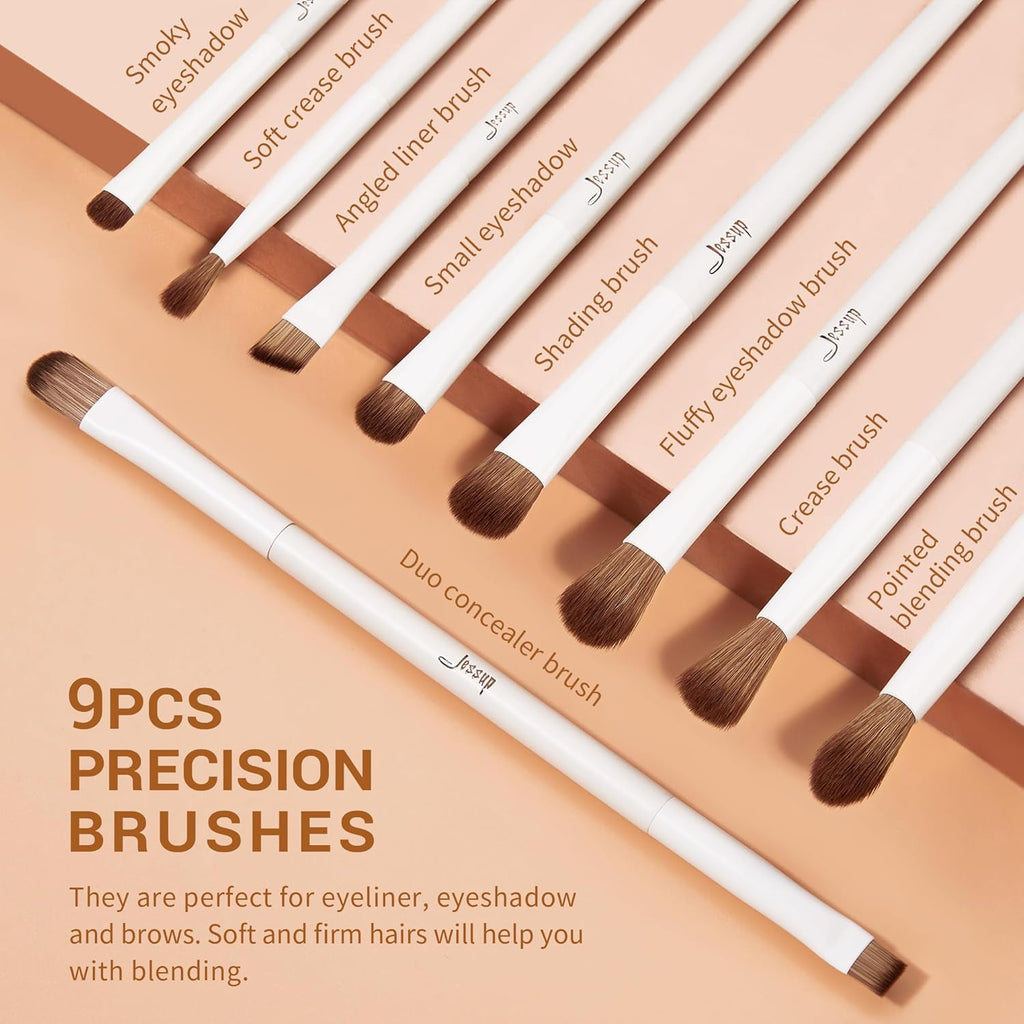 Jessup Brochas De Maquillaje,14 Piezas Set De Brochas De Maquillaje Veganas,Base En Polvo Sombra De Ojos Mezcla Corrector Juego De Brochas Para Pliegues Pinceles Para Delineador De Cejas,T329