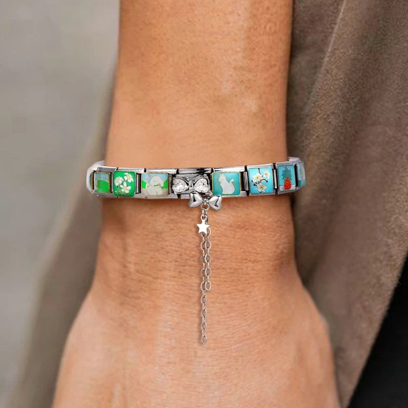 Charms DIY Pulsera Acero Inoxidable | Luna, Mariposa, Corazón y Más