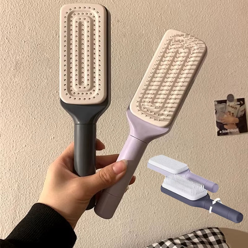 You Will feel the BEST with Rotatable Self Cleaning Hair Brush Massage Air Cushion Comb Magic Retractable Comb for Women Anti-Static Hair Smoothing Comb