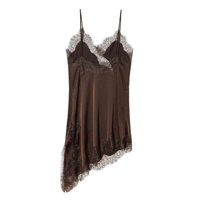 Vestido Mini Encaje y Satén Mujer | Espalda Descubierta Fiesta