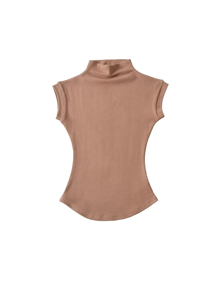 Top Cuello Alto Sin Mangas Mujer | Slim Fit Streetwear Verano
