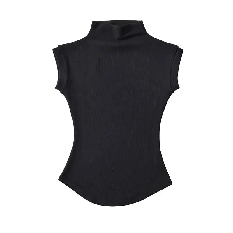 Top Cuello Alto Sin Mangas Mujer | Slim Fit Streetwear Verano
