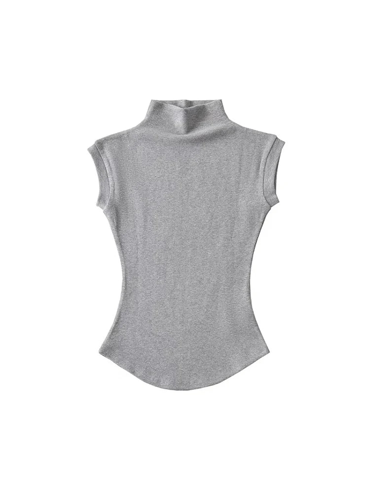 Top Cuello Alto Sin Mangas Mujer | Slim Fit Streetwear Verano