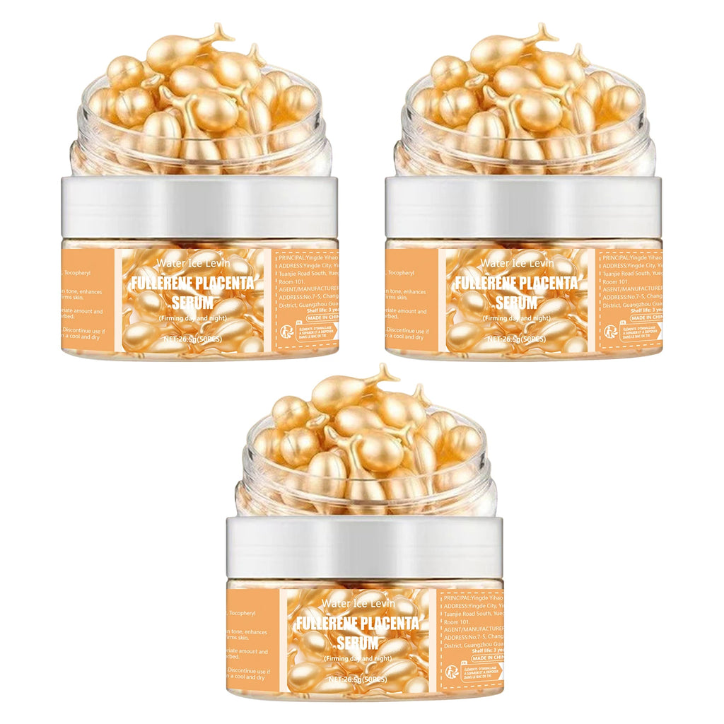 Fullerene Placenta Serum. With Elastin Vitamin E Glycerin. Firming Anti-Wrinkle Anti-Aging. Day Night Use Formula. 50 Pieces.