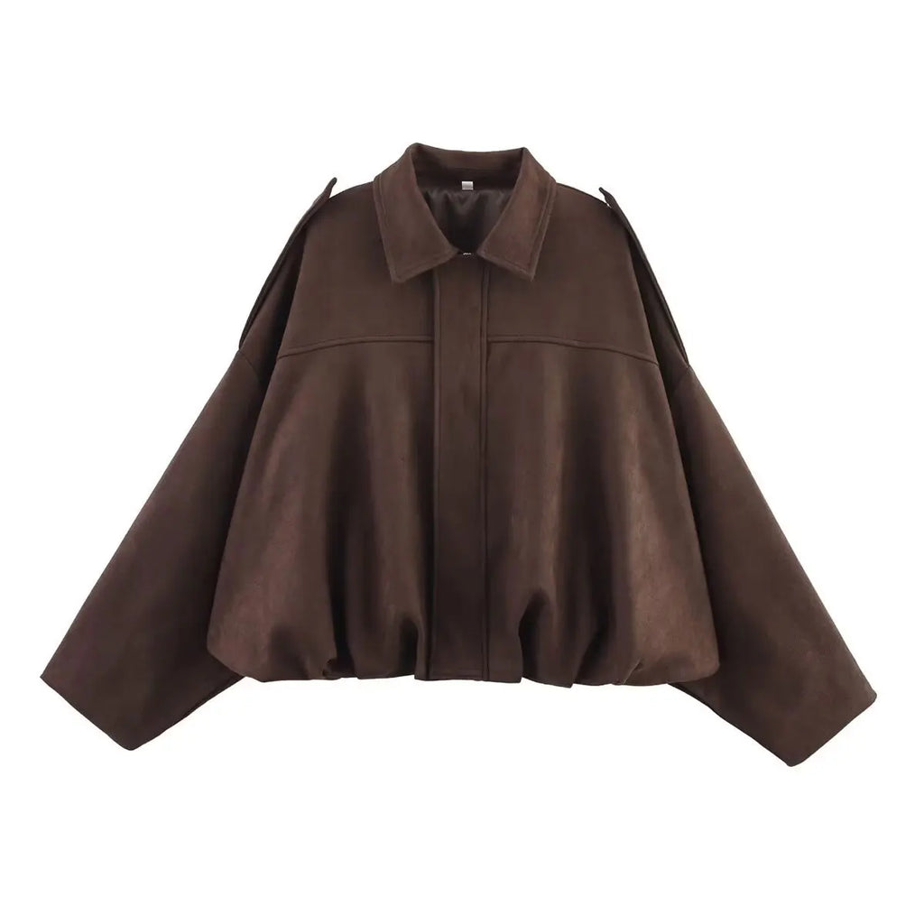 Chaqueta Suede Mujer Manga Murciélago | Abrigo Vintage Otoño