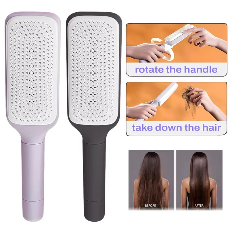 You Will feel the BEST with Rotatable Self Cleaning Hair Brush Massage Air Cushion Comb Magic Retractable Comb for Women Anti-Static Hair Smoothing Comb