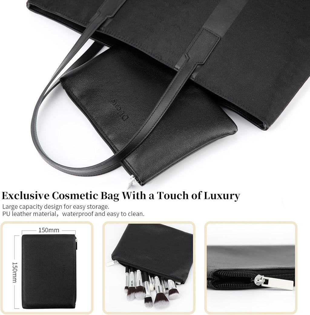 Ducare Set De Brochas De Maquillaje 15 Pcs Con Bolsa Profesional Brochas De Maquillaje Synthetic,Mango De Madera,Brocha Para Contorno De Ojos Y Rubor,Regalo Para San Valentín,Navidad Y Año Nuevo