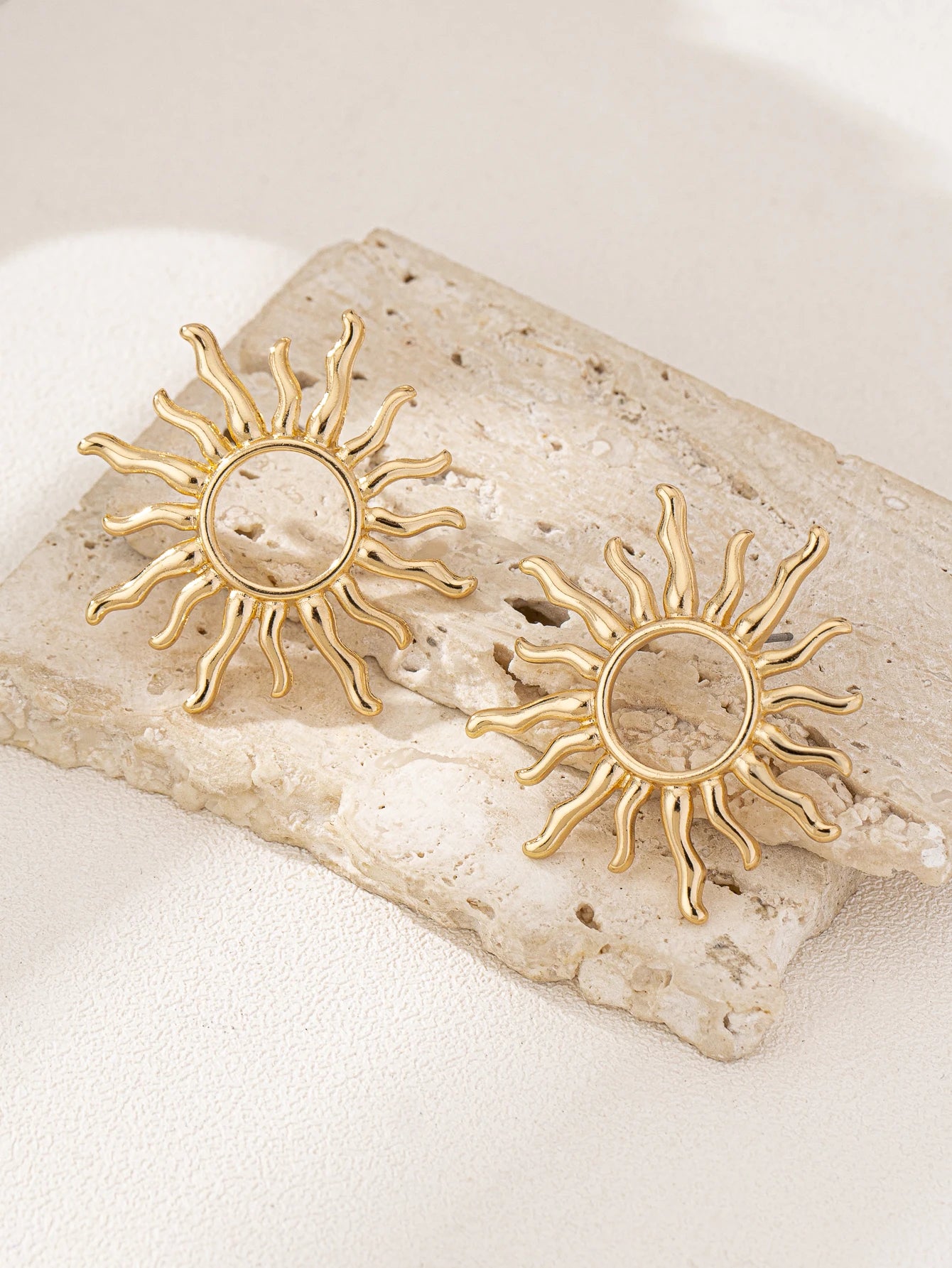 Pendientes Flor de Sol Mujer | Aretes Elegantes Dorados