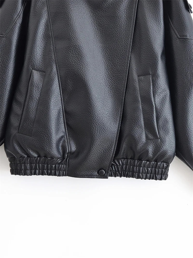 Chaqueta Moto Cuero Sintético Negro Mujer | Estilo Biker Fashion