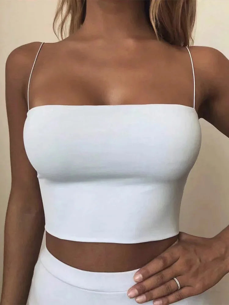 Crop Top Verano Mujer Sin Mangas | Algodón Elástico Ajustado