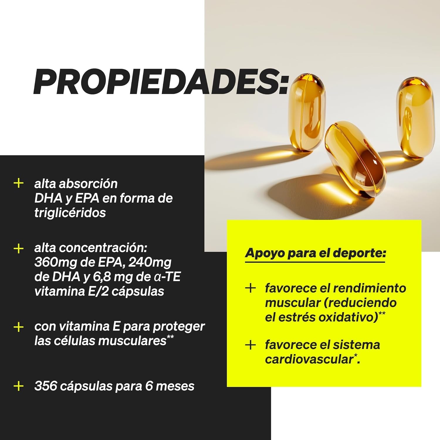 Omega 3 2000Mg Por Dosis Diaria - 365 Cápsulas De Omega-3 - Máxima Concentración De DHA 240Mg Y EPA 360Mg - Probada En Laboratorio Y Fabricada En Alemania