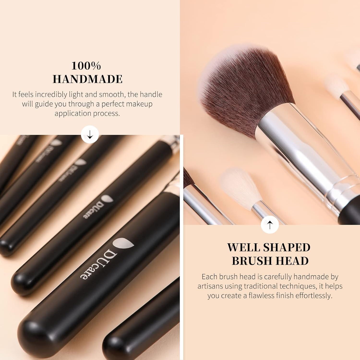 Ducare Set De Brochas De Maquillaje 15 Pcs Con Bolsa Profesional Brochas De Maquillaje Synthetic,Mango De Madera,Brocha Para Contorno De Ojos Y Rubor,Regalo Para San Valentín,Navidad Y Año Nuevo
