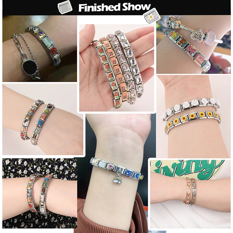 Charms DIY Pulsera Acero Inoxidable | Luna, Mariposa, Corazón y Más
