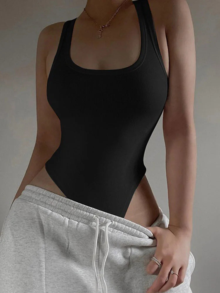 Body Halter Sin Mangas Mujer | Bodysuit Punto Sexy Off-Shoulder