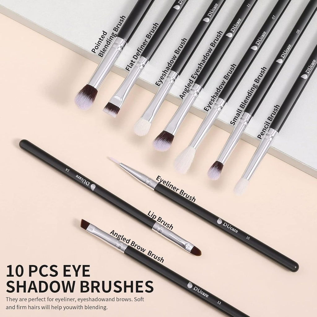 Ducare Set De Brochas De Maquillaje 15 Pcs Con Bolsa Profesional Brochas De Maquillaje Synthetic,Mango De Madera,Brocha Para Contorno De Ojos Y Rubor,Regalo Para San Valentín,Navidad Y Año Nuevo