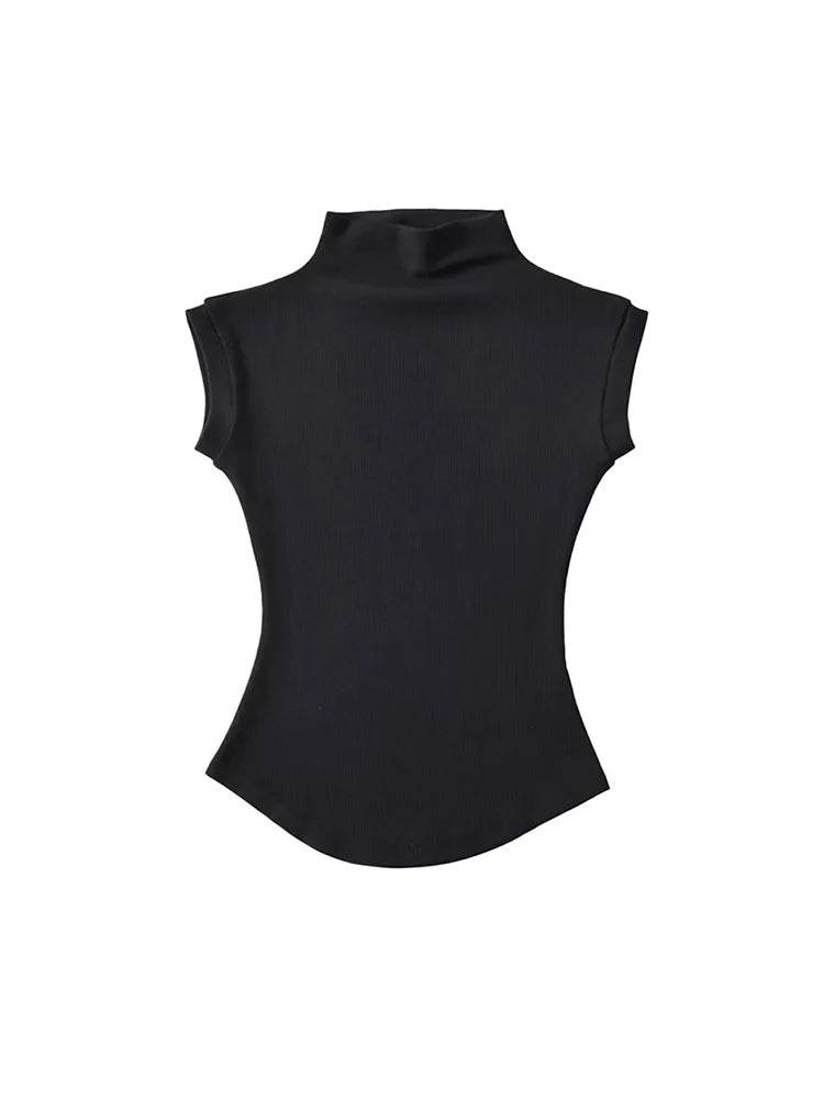 Top Cuello Alto Sin Mangas Mujer | Slim Fit Streetwear Verano