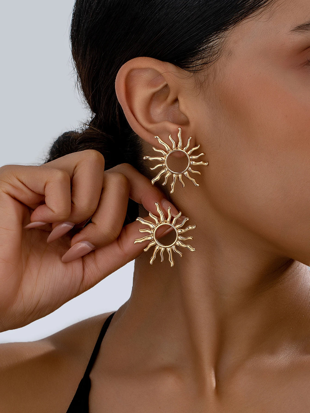 Pendientes Flor de Sol Mujer | Aretes Elegantes Dorados