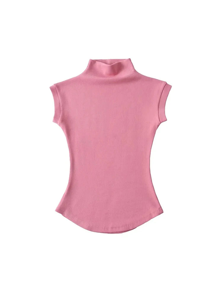 Top Cuello Alto Sin Mangas Mujer | Slim Fit Streetwear Verano