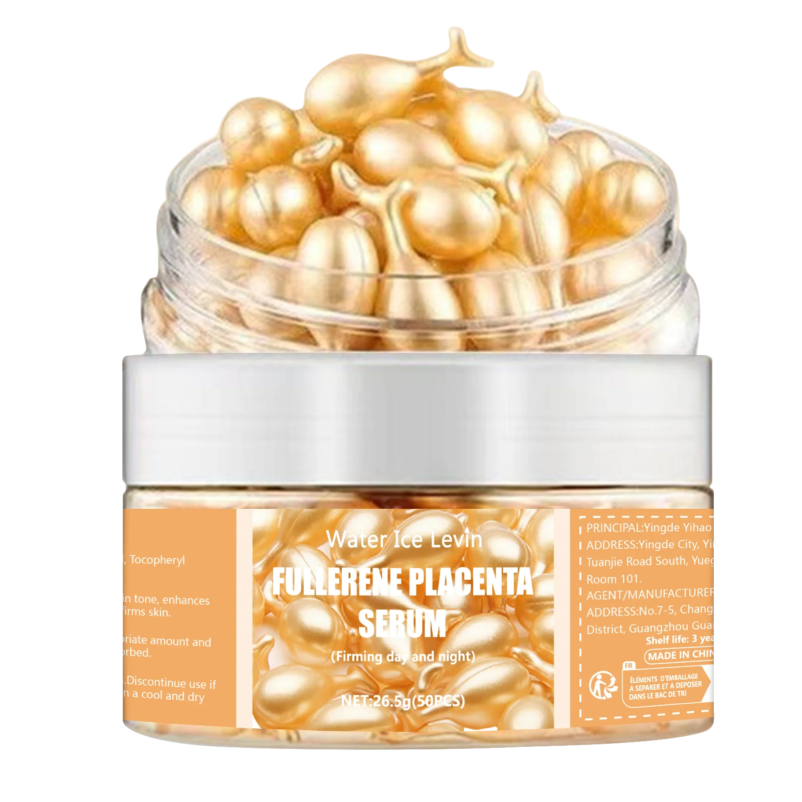 Fullerene Placenta Serum. With Elastin Vitamin E Glycerin. Firming Anti-Wrinkle Anti-Aging. Day Night Use Formula. 50 Pieces.