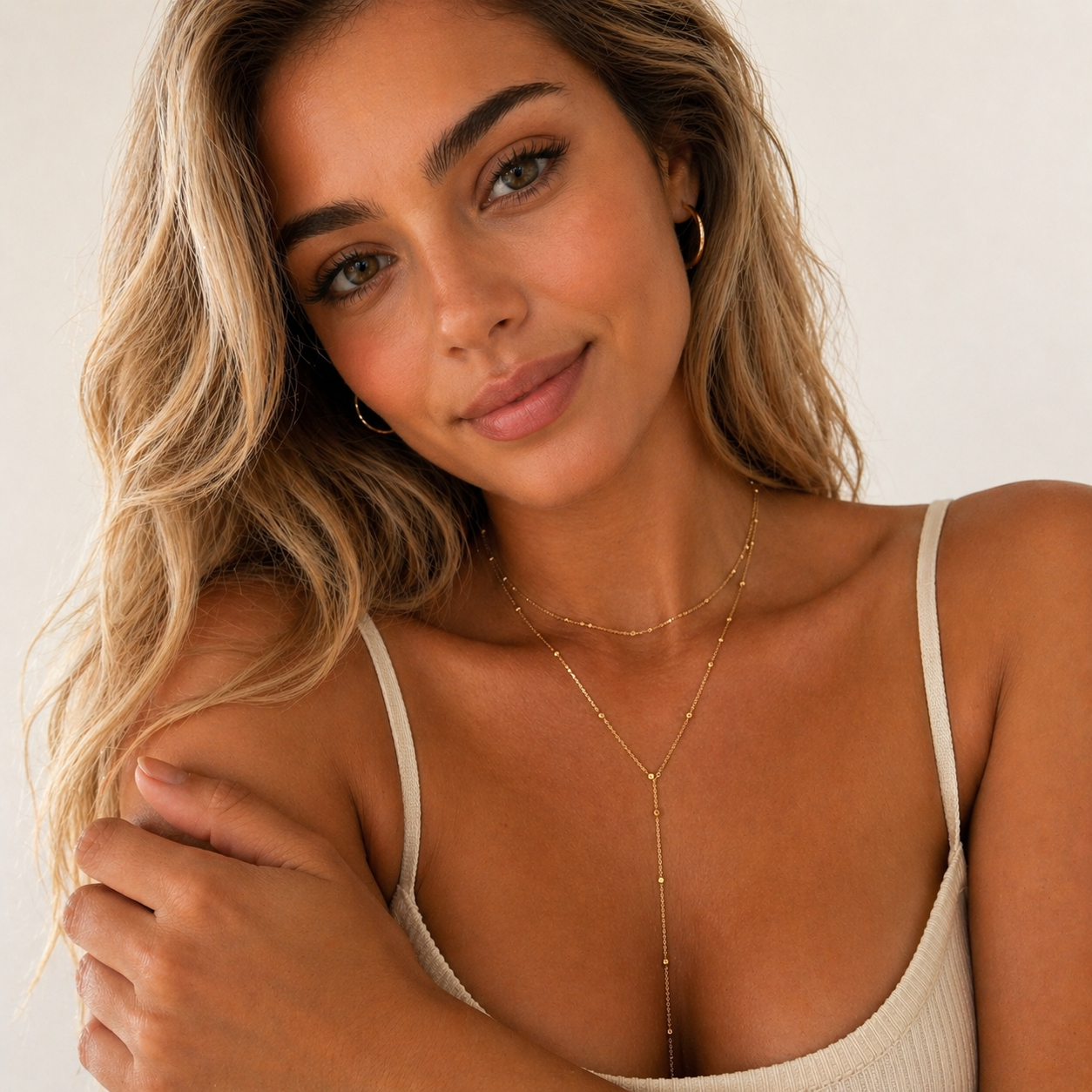 Collar Lariat Dorado Forma Y Mujer | Acero Inoxidable Chapado Oro